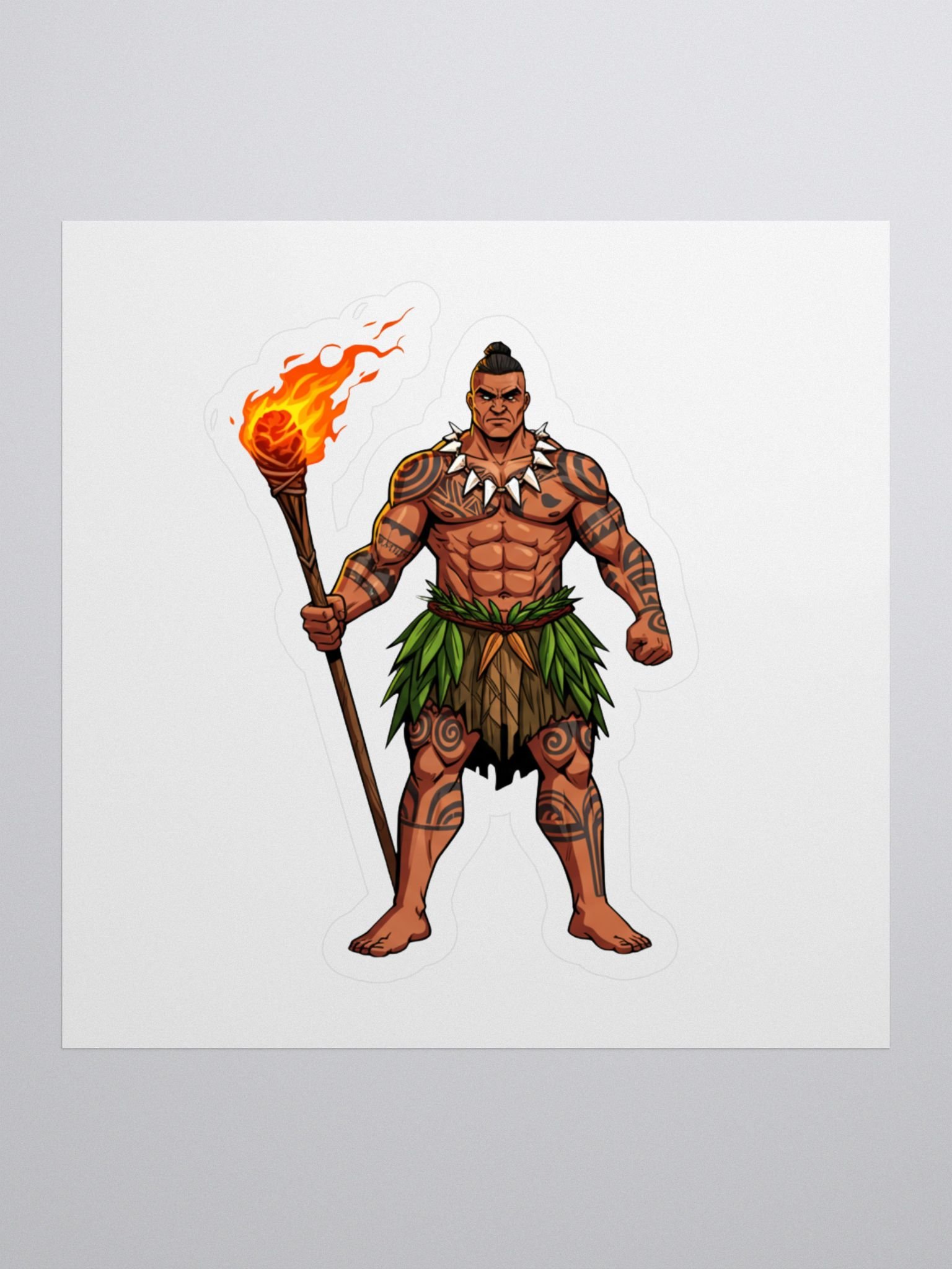 Samoan Fire Warrior Tribal Sticker – Polynesian Tattoo Kiss-Cut Design product image (1)