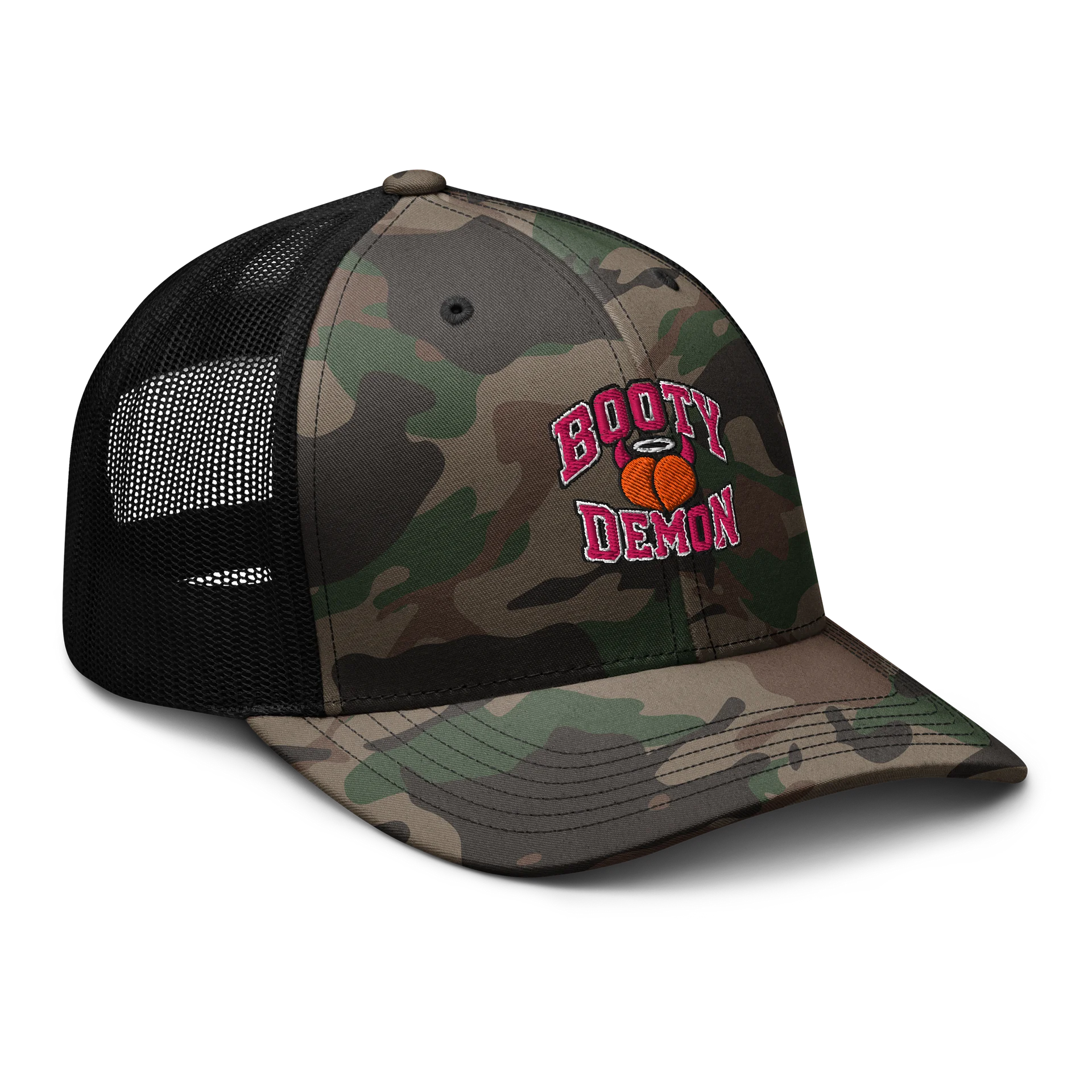 Booty Demon College Women's Camo Embroidered Trucker Hat product image (8)