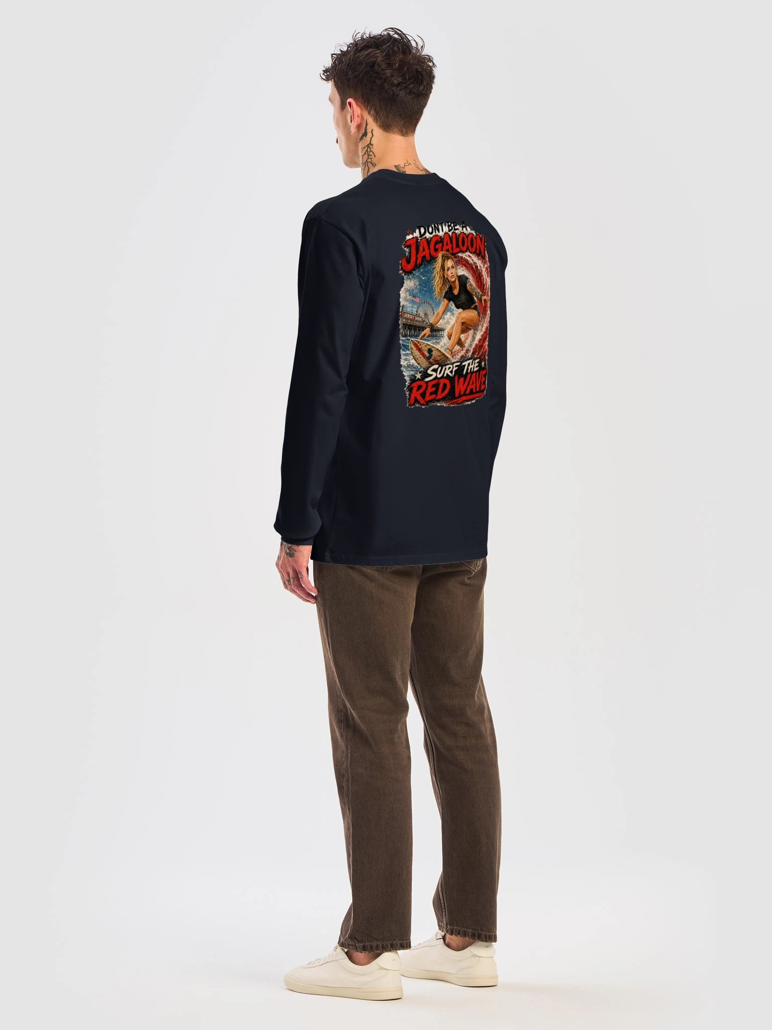 Don’t Be a Jagaloon Surf the Red Wave Long Sleeve Tee product image (8)