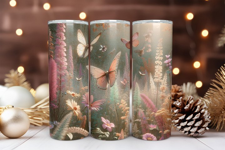 Butterfly 20 oz Skinny Tumbler Sublimation Design Digital Download PNG Instant DIGITAL ONLY, Butterfly Bloom Tumbler Wrap product image (1)