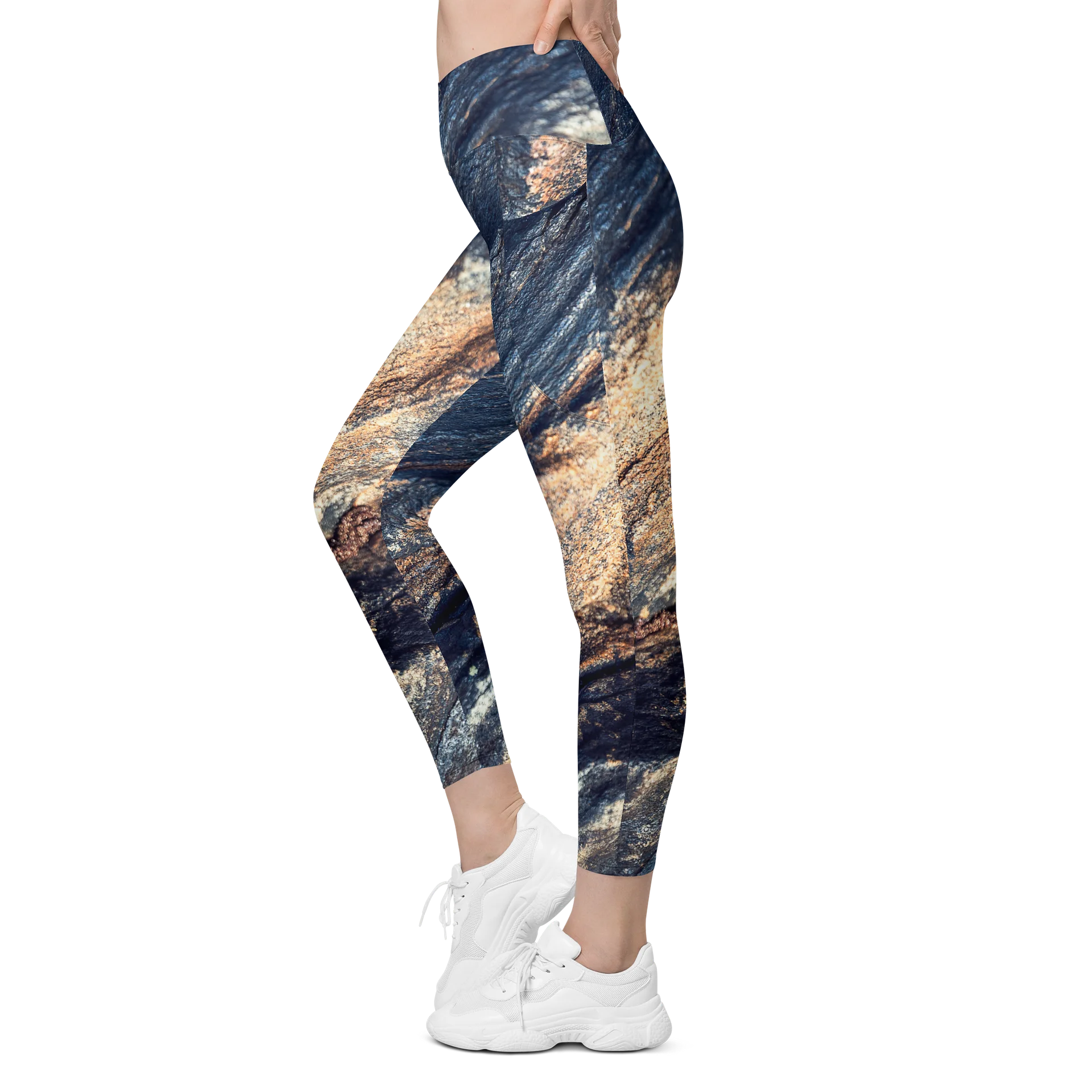 Obsidian Vein Women's Crossover High-Waisted Leggings with Dual Pockets product image (4)