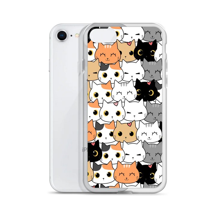 Cartoon Cat Faces Clear iPhone Case product image (55)