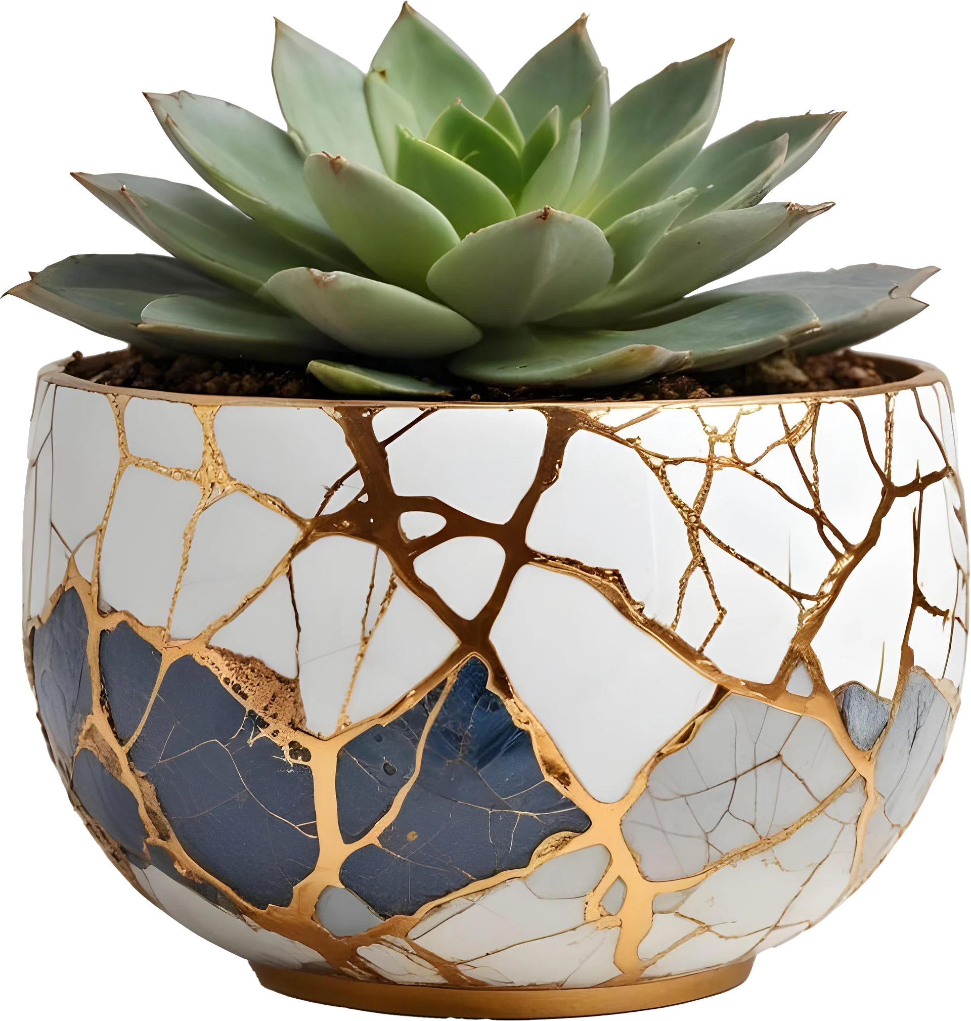 Kintsugi Serenity – Blue and White Bowl PNG product image (1)