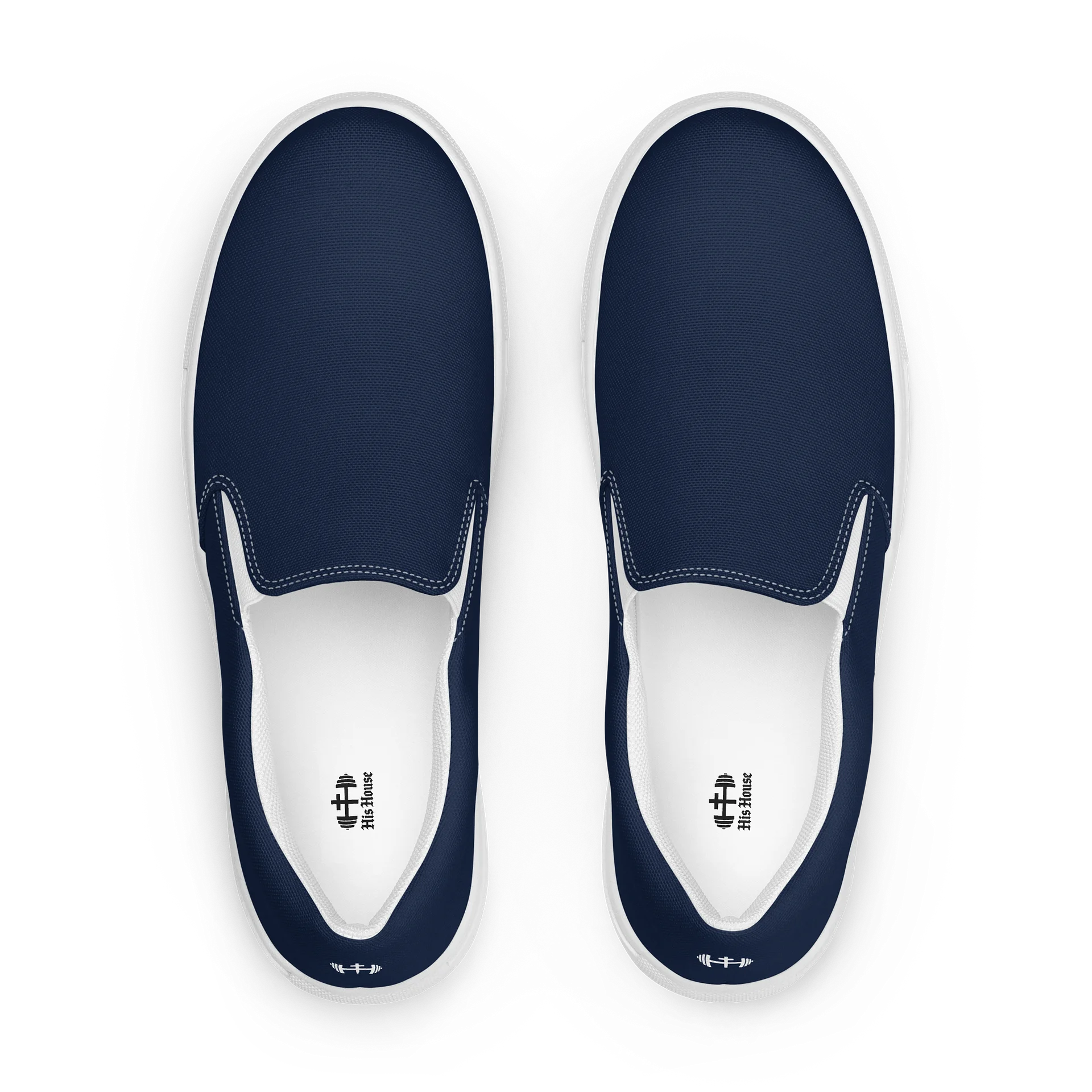 Mens His House Canvas Slip Ons - Navy product image (3)