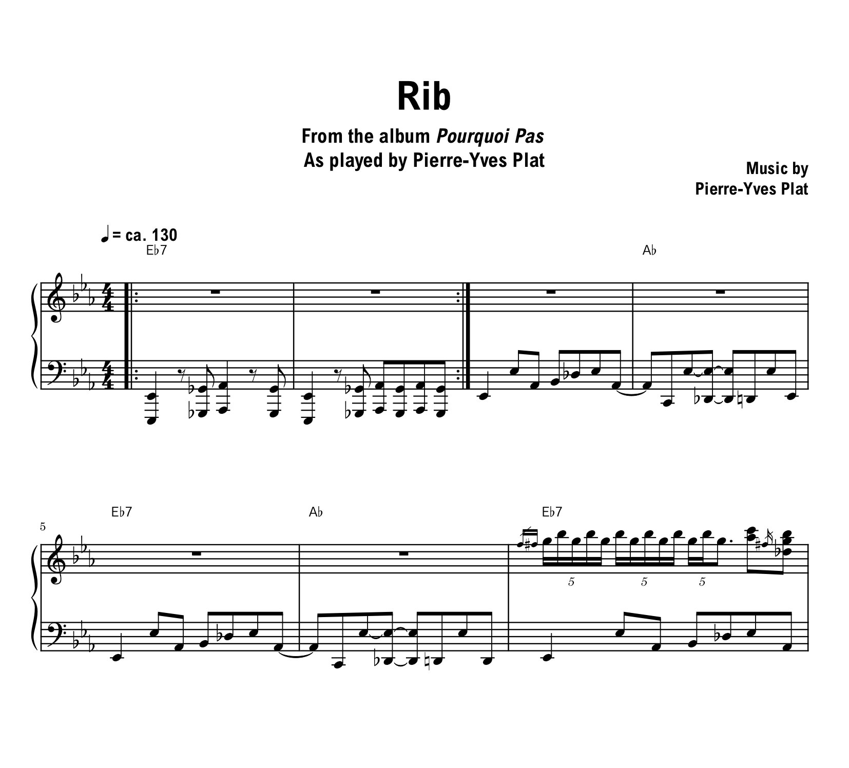 Pierre-Yves Plat - Rib - Sheet music (PDF) product image (1)