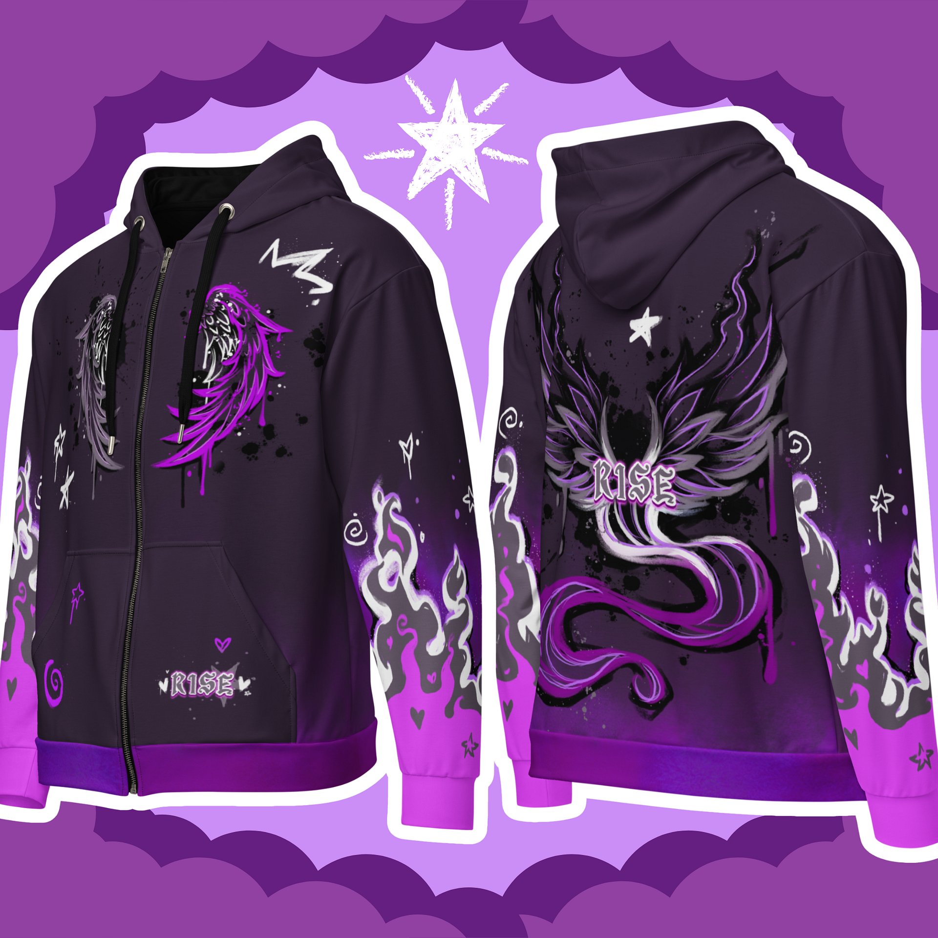 RISE Collection: Subtle Asexual Pride Phoenix Zip Hoodie - GRAY product image (1)
