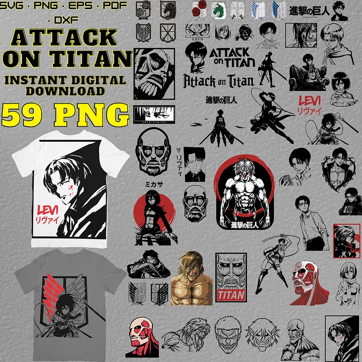 Attack On Titan Svg, Anime Svg, SVG bundle, Anime Bundle, T-shirt Svg, T-shirt Svg Bundle, Wings Of Freedom Bundle,177 Files, Anime Png, Png product image (1)