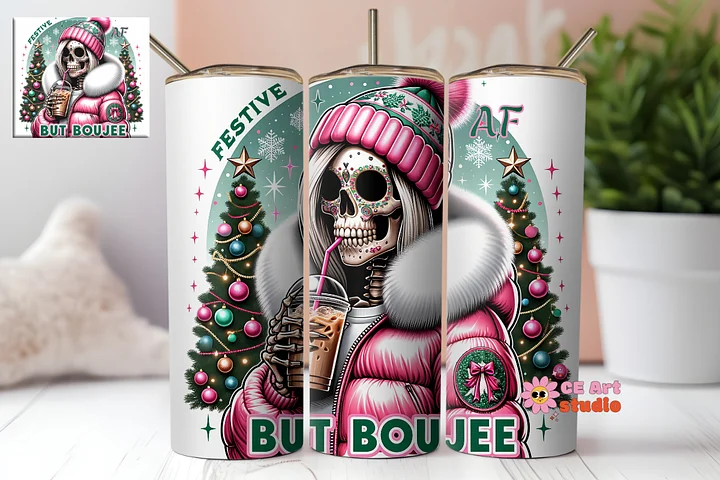 Festive AF But Boujee Tumbler Wrap PNG product image (1)
