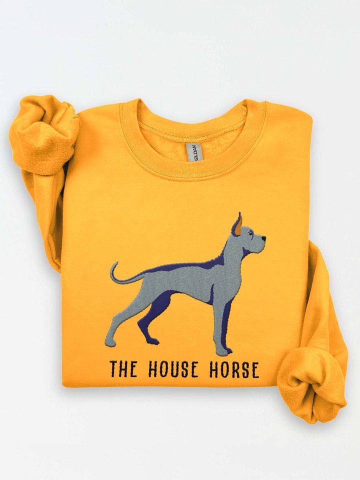 The House Horse Sweatshirt (Embroidered) of a Great Dane(Blue, Cropped Ears) product image (1)