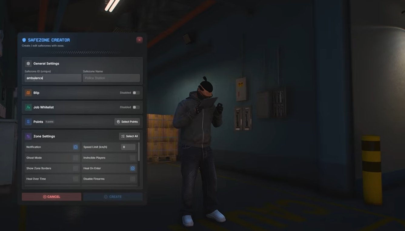 FiveM Safe Zone Creator Script | Safezone Creator [ QB /ESX / QBOX ] product image (1)
