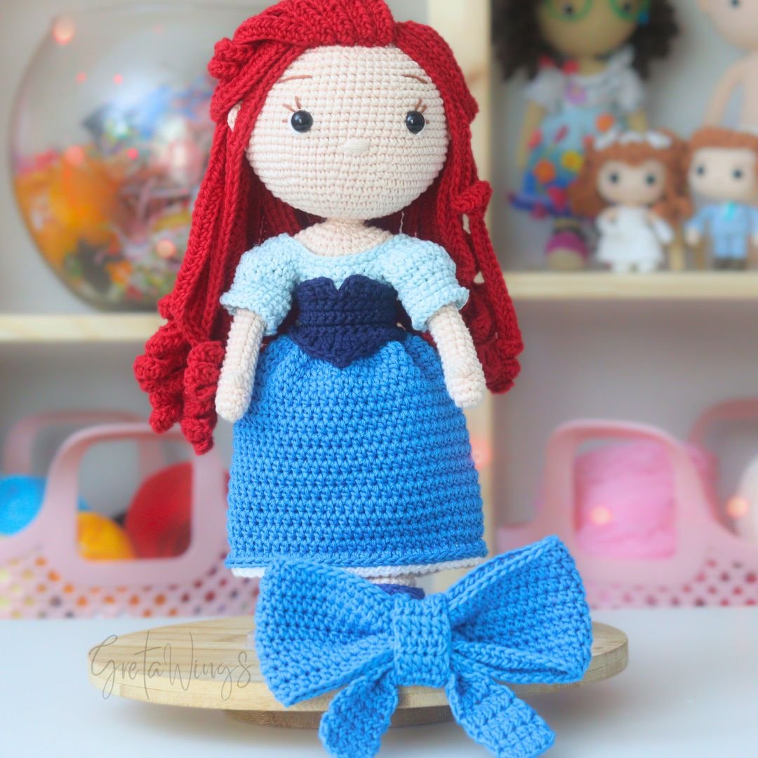 🌊Ariel Amigurumi Pattern – Human Version with Blue Dress (Digital Download) product image (2)