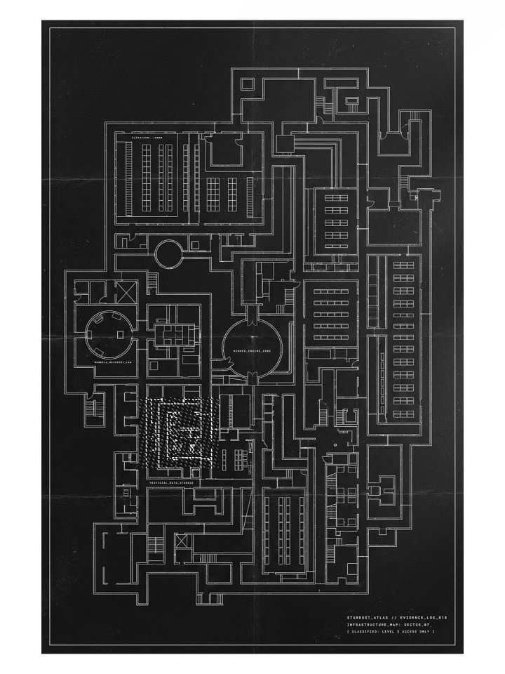 OBJECT 018: EVIDENCE_LOG // SECTOR_07_MAP - Backrooms Blueprint Poster product image (1)