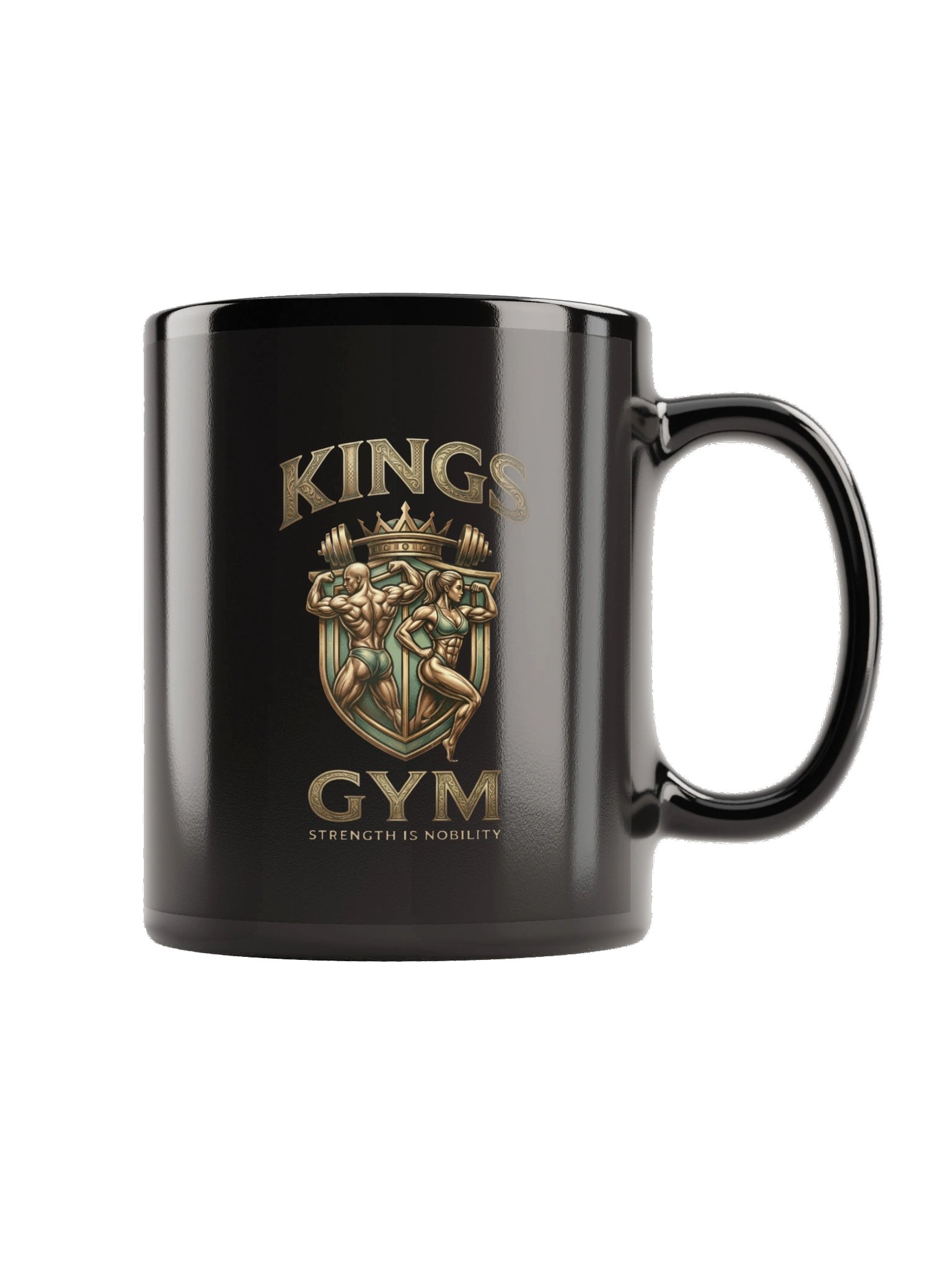 Kings Gym Mug - Black Glossy Bodybuilding Coffee Mug product image (2)
