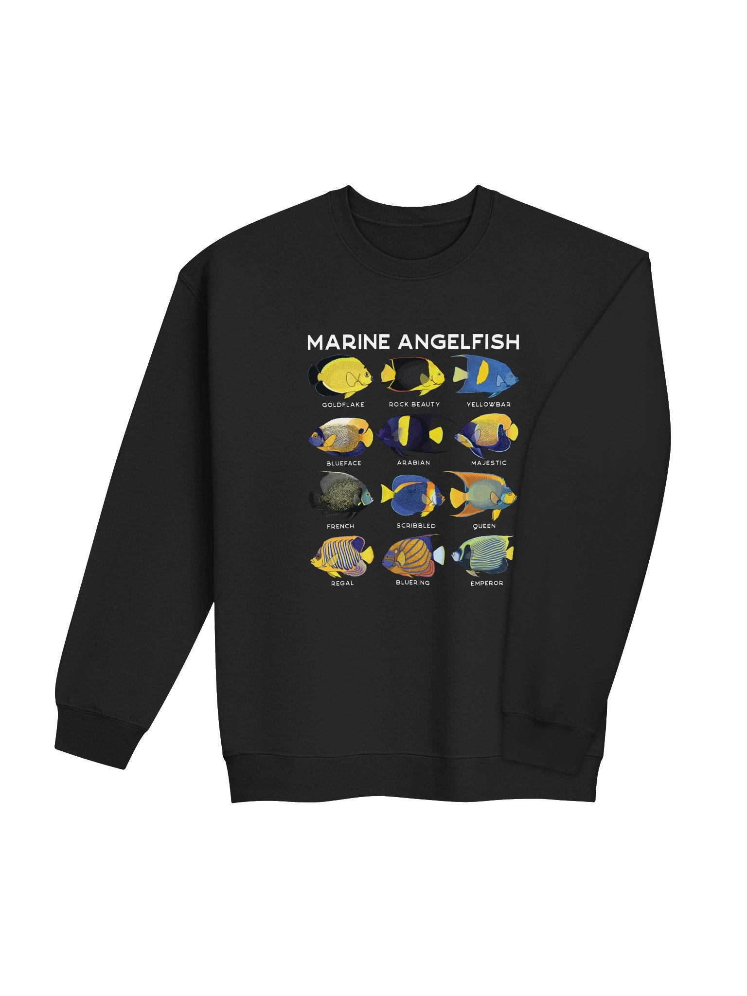 Marine Angelfish Identification Chart Sweatshirt for Reef Aquarium Lovers product image (19)