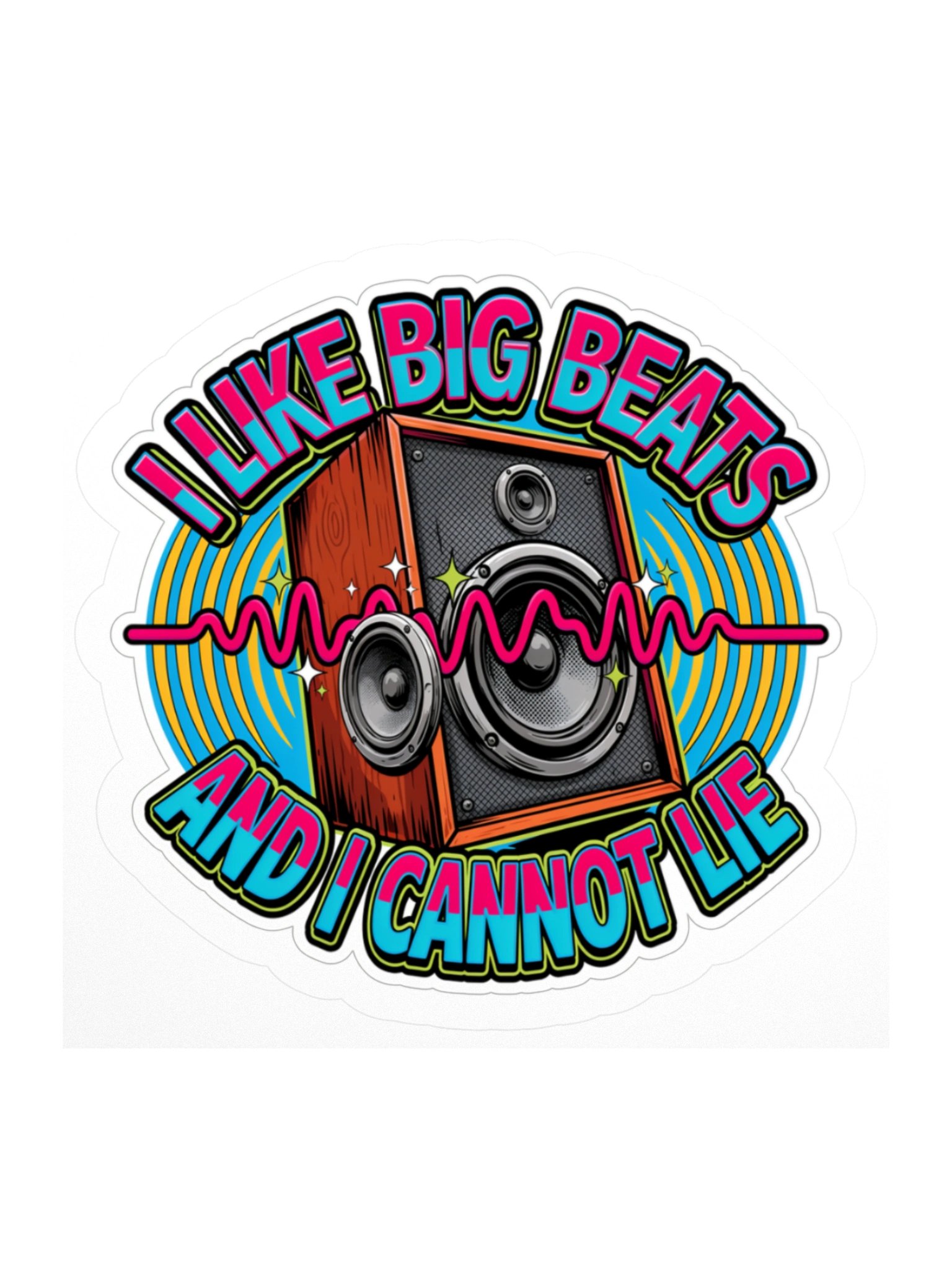 I Like Big Beats Retro Speaker Kiss Cut Sticker product image (3)