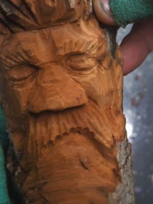 Cottonwood bark is a really fun medium to play with for woodcarvers.  Tried to lean into the wood spirit and being out some Ent / Treebeard vibes. This was ethically sourced cottonwood (IE it comes from a fallen tree.) #woodcarving #woodcarver #fantasyartist #lotr #fantasyart 