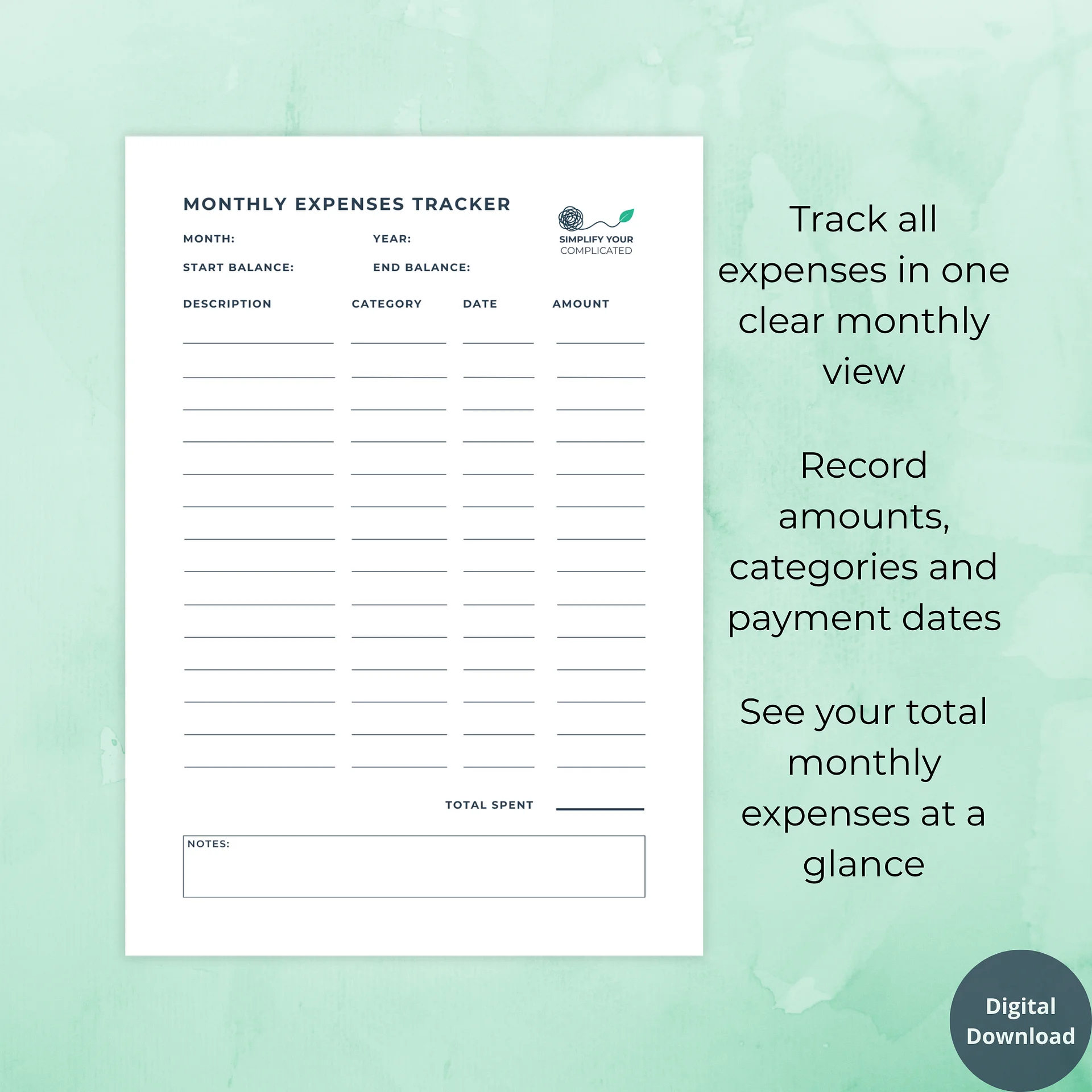 Monthly Expenses Tracker product image (2)