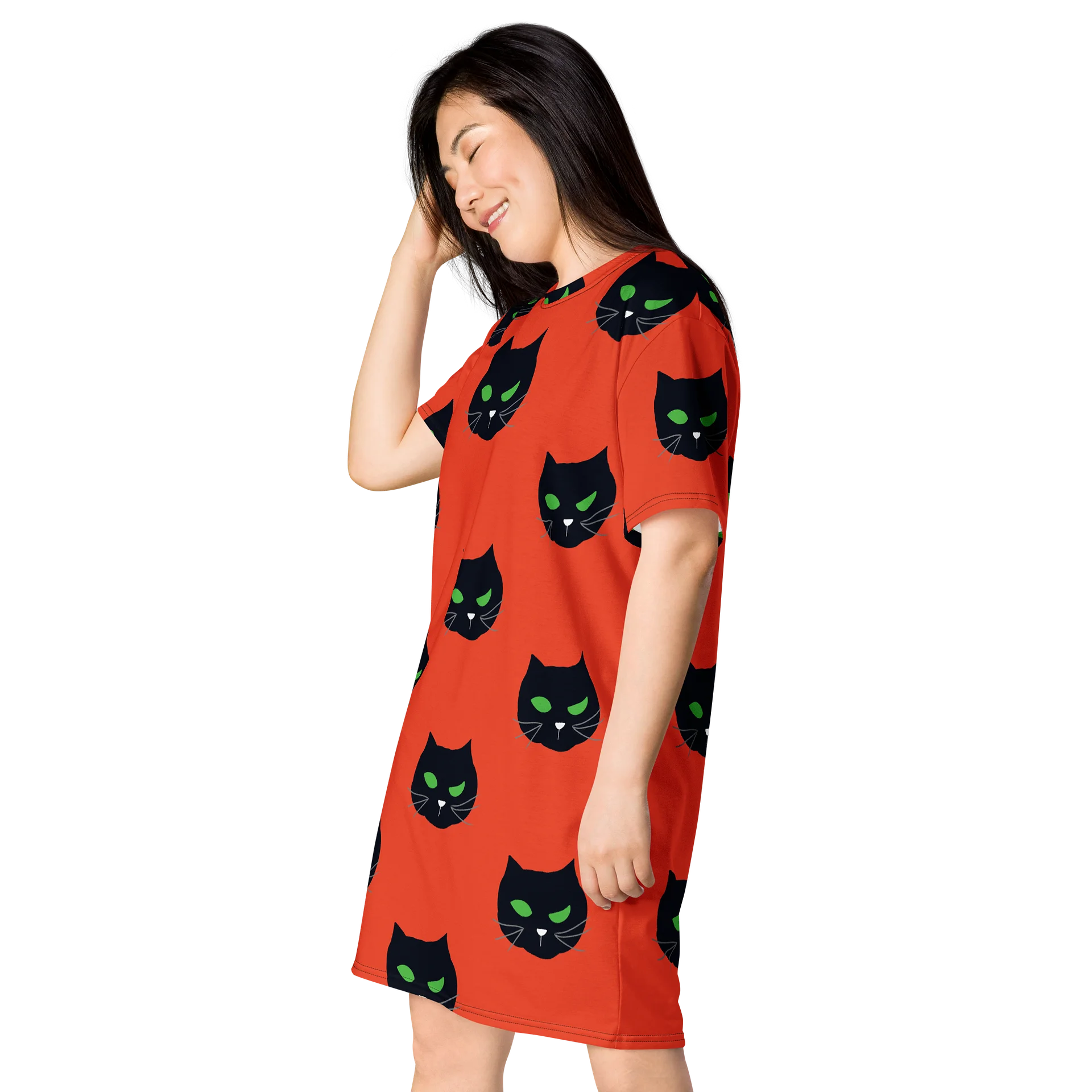 Spooky Cat Face T-Shirt Dress product image (3)