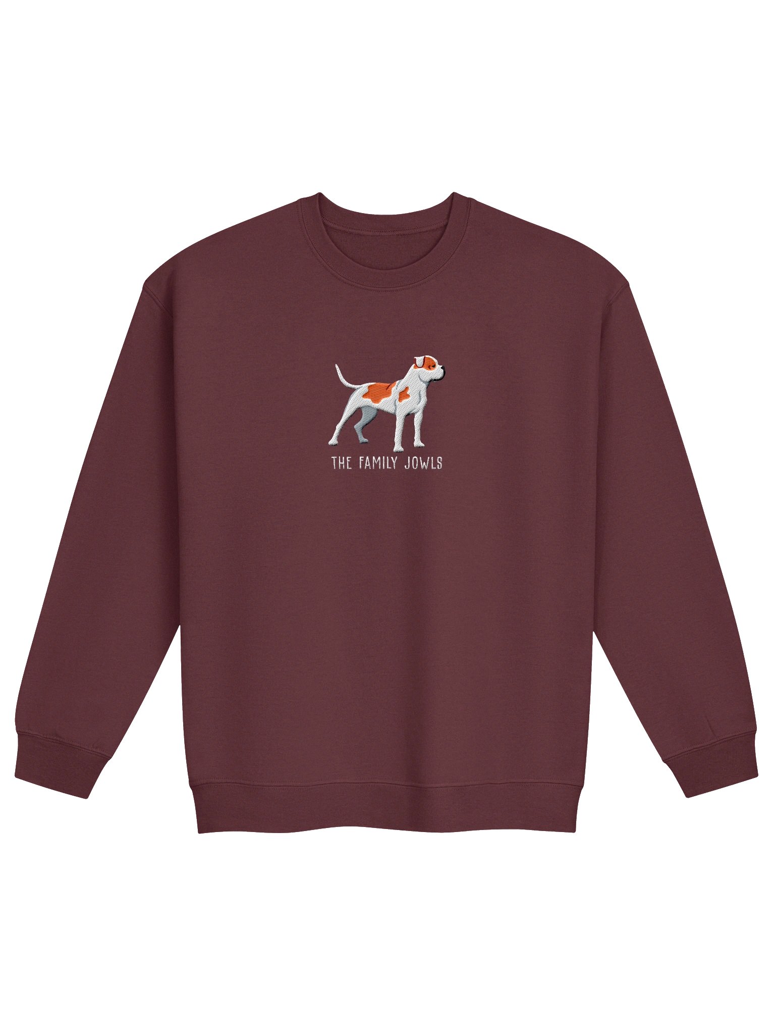 The Family Jowls Sweatshirt (Embroidered) of an American Bulldog(Red & White) product image (4)