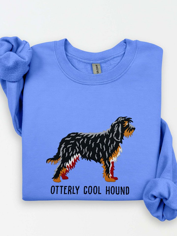 Otterly Cool Hound Sweatshirt (Embroidered) of an Otterhound(Black & Tan) product image (1)