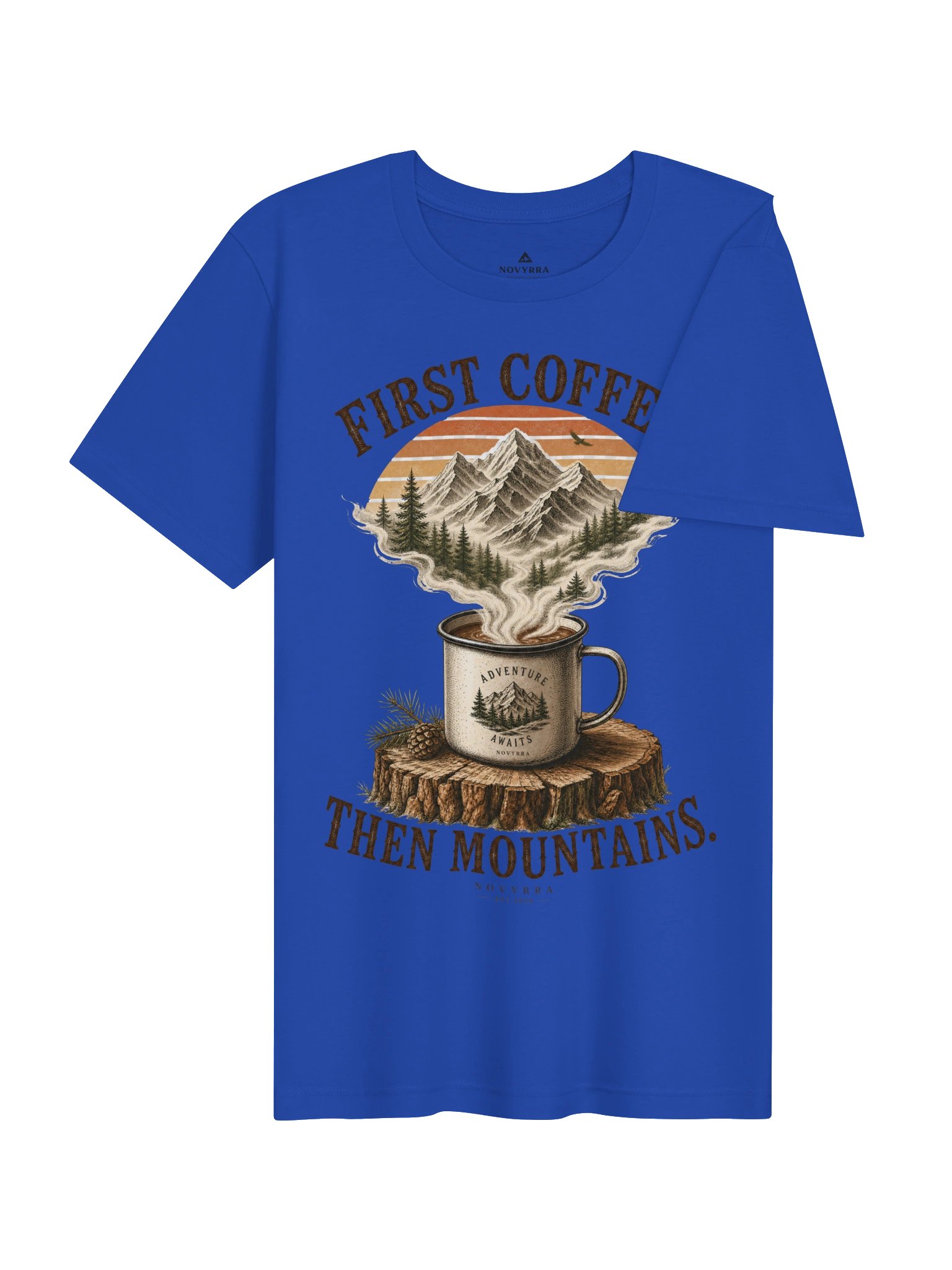 FIRST COFFEE. THEN MOUNTAINS. Graphic T-Shirt | Premium Outdoor Coffee Shirt | Vintage Camping Tee | Hiking & Adventure Unisex Apparel | NOVYRRA product image (40)
