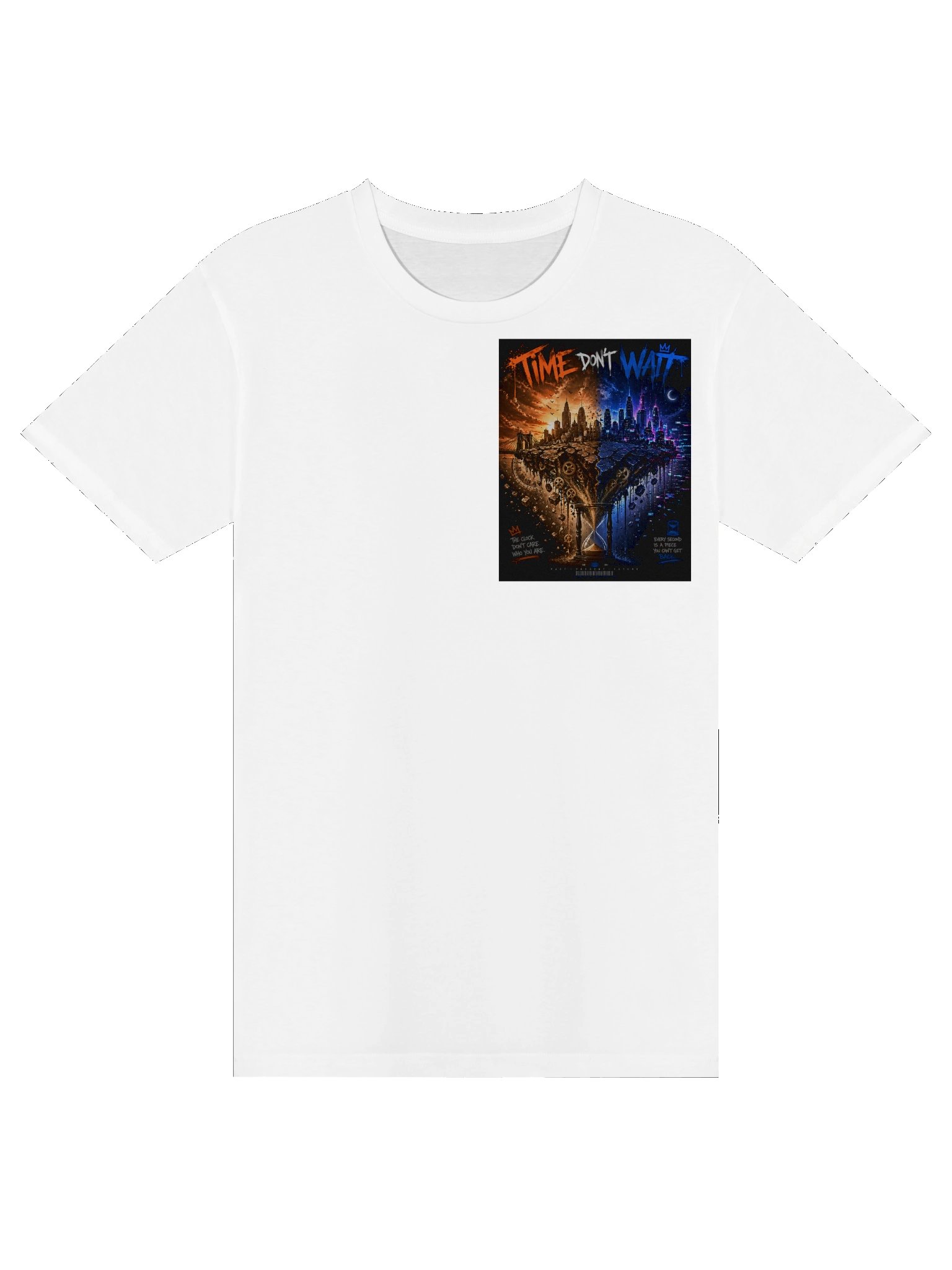 TIME DON'T WAIT — Split‑City Hourglass Tee product image (1)
