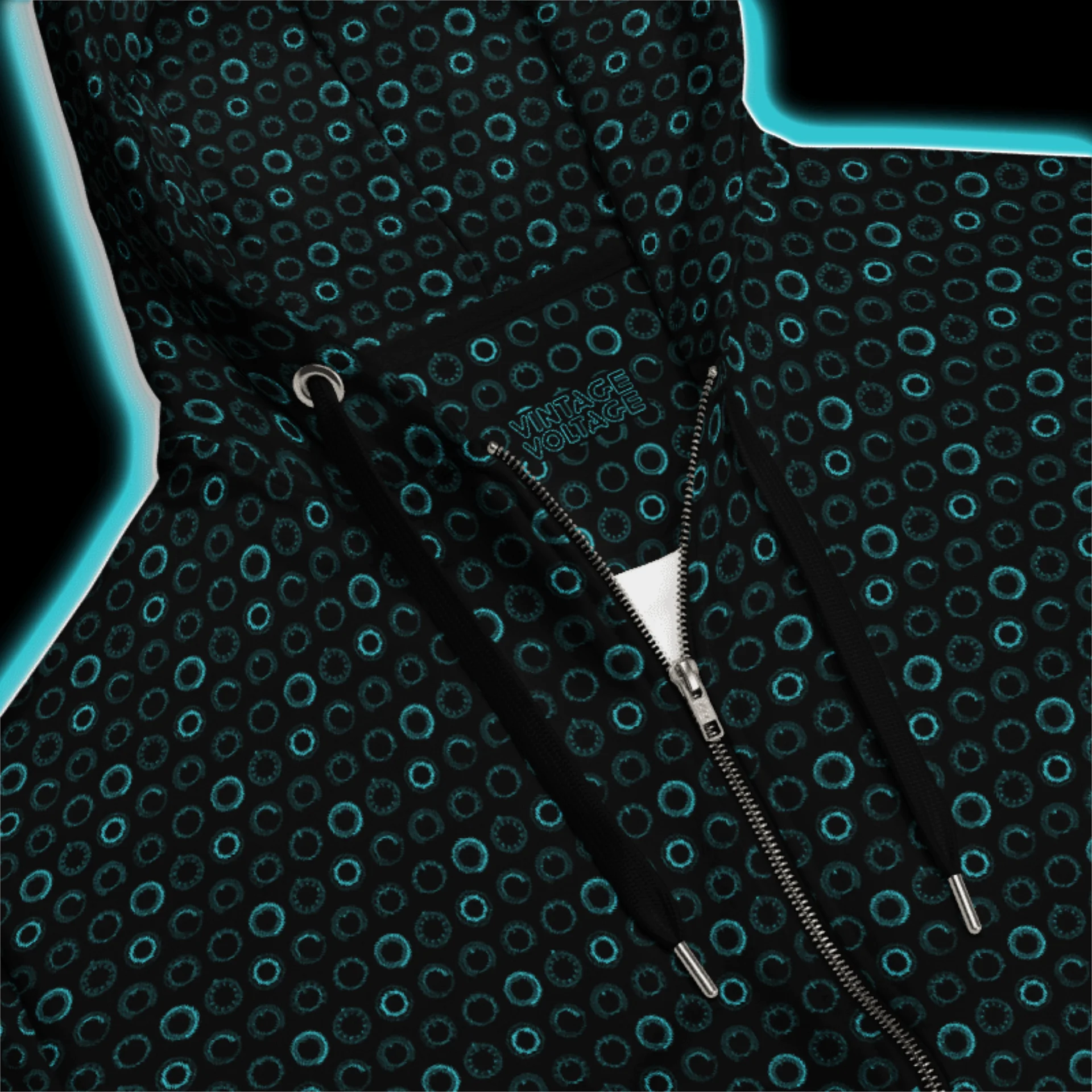 Synthesis Controls Zip Hoodie - (7 Modular Synth Dials) CYAN product image (2)