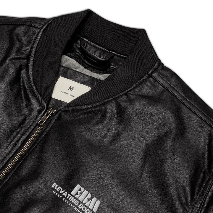 EBM Leather Bomber Jacket (White Logo) product image (2)