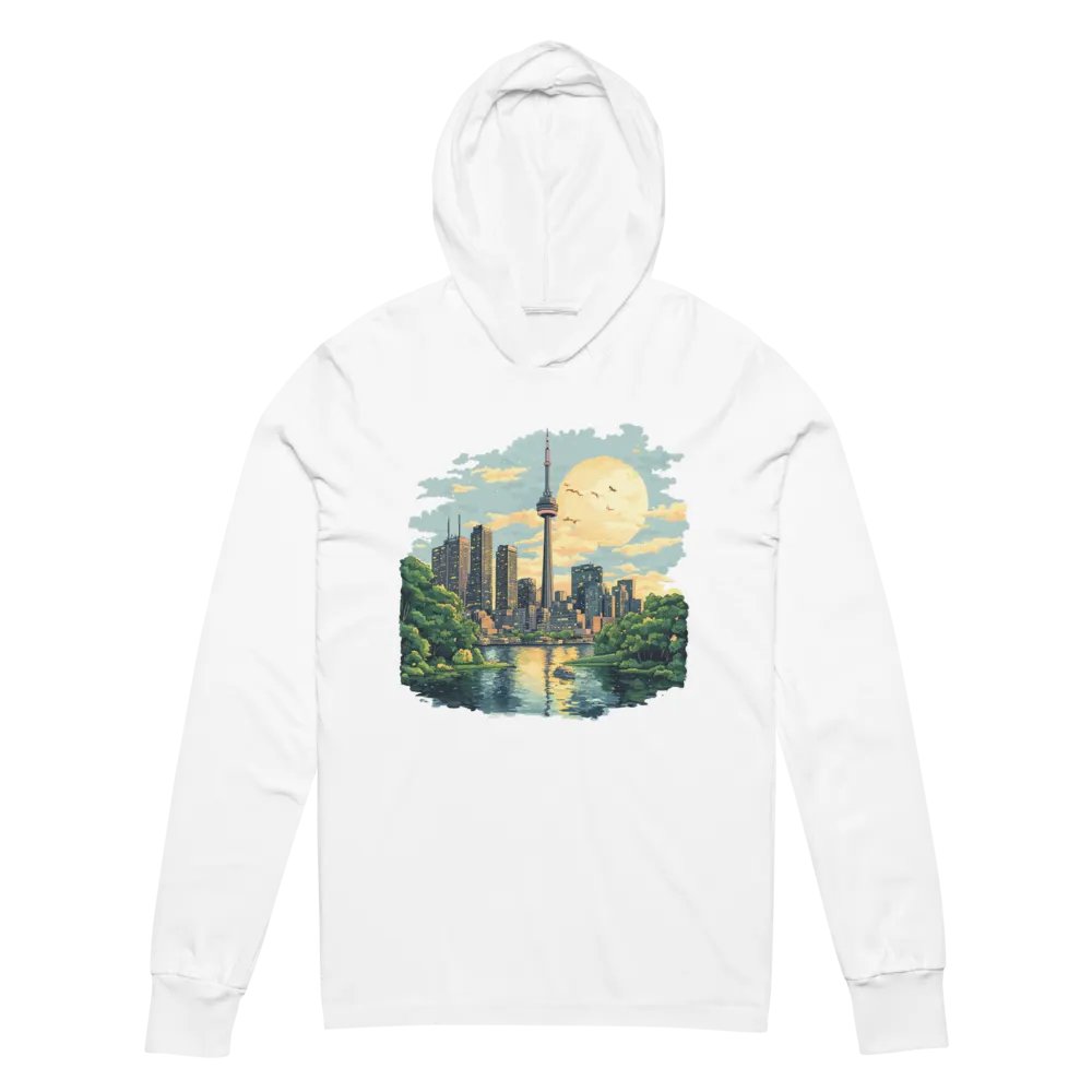 Toronto Vibes Unisex Hooded Tee – CN Tower Sunset product image (3)