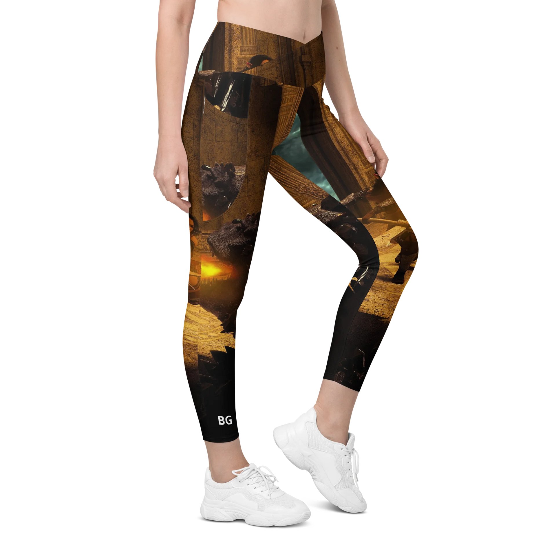 'Elven Stories - Warriors Cry Too' Crossover Leggings with Pockets product image (5)