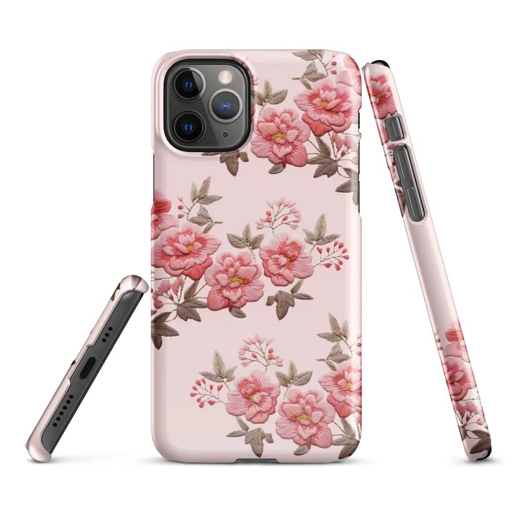Pink Summer Rose Garden iPhone® Snap Case with Embroidery Effect - Handyhülle mit Stickerei und Rosen product image (1)