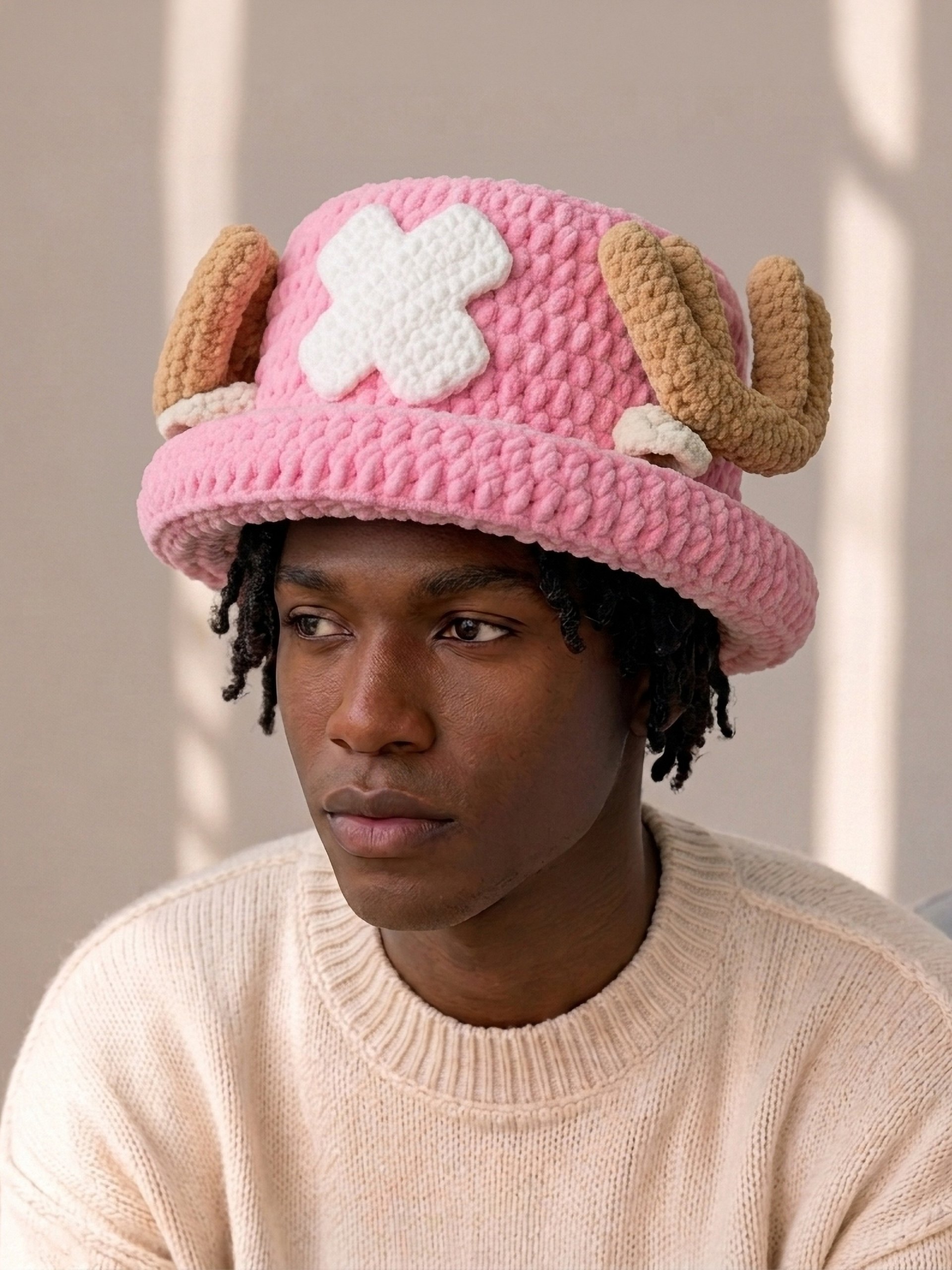 Crochet Plush Hat, Reindeer Doctor Pirate Inspired Beanie product image (9)