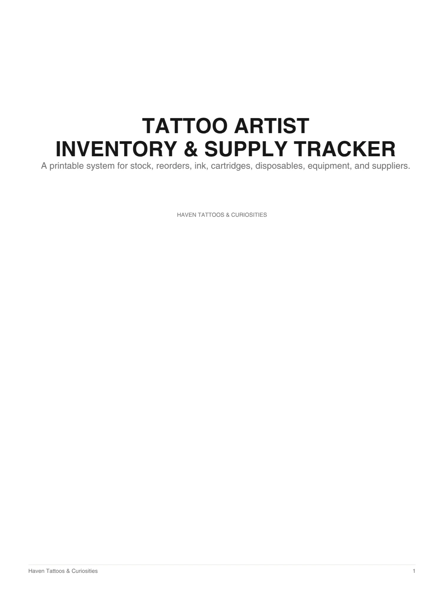 Tattoo Artist Inventory & Supply Tracker product image (1)