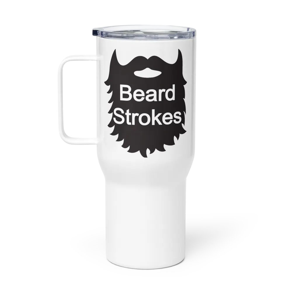 Beard Strokes Travel Mug with Handle (Black Beard) product image (1)