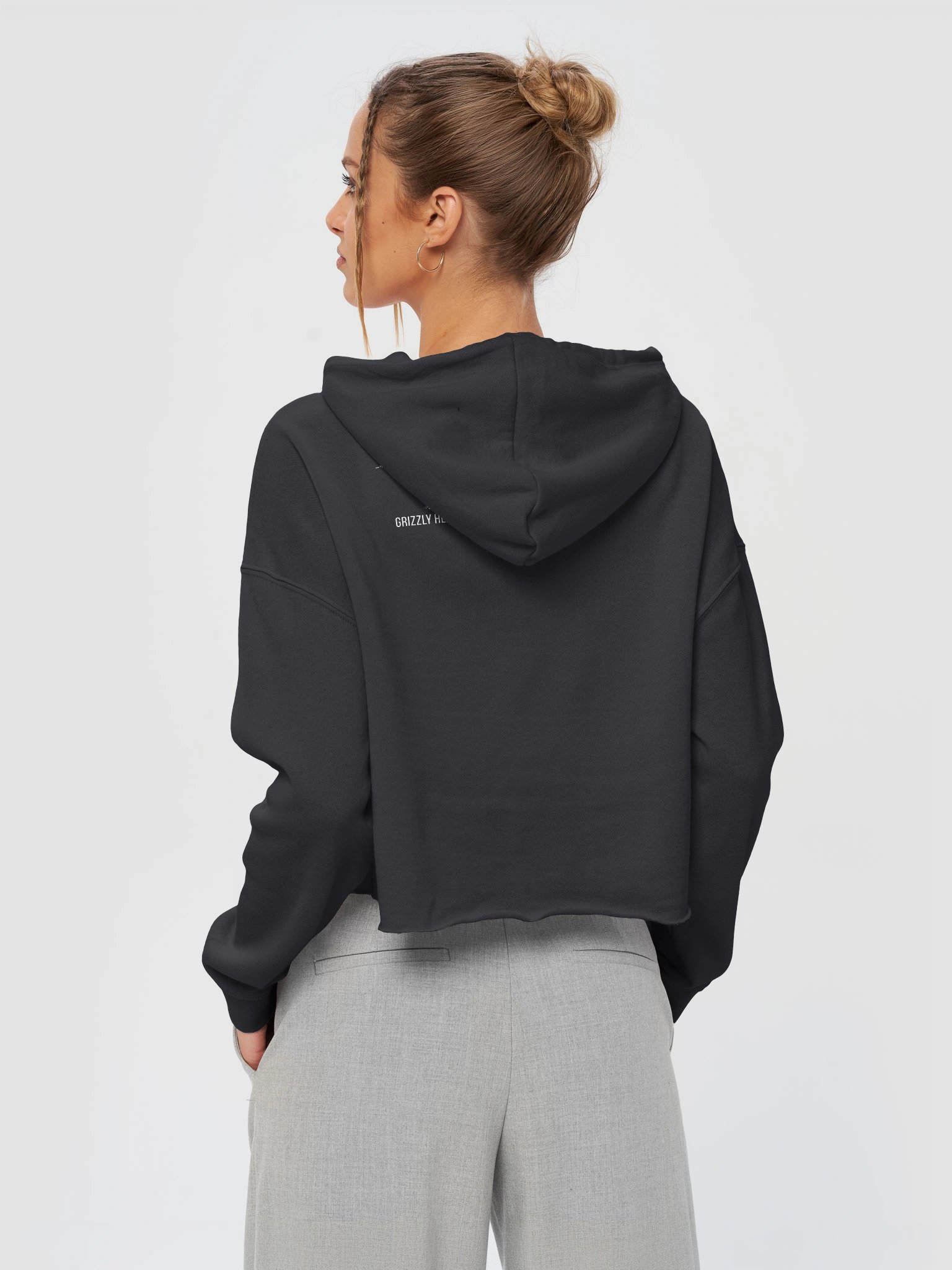 HYBRID ZOO – GRIZZLY CROP HOODIE black product image (6)