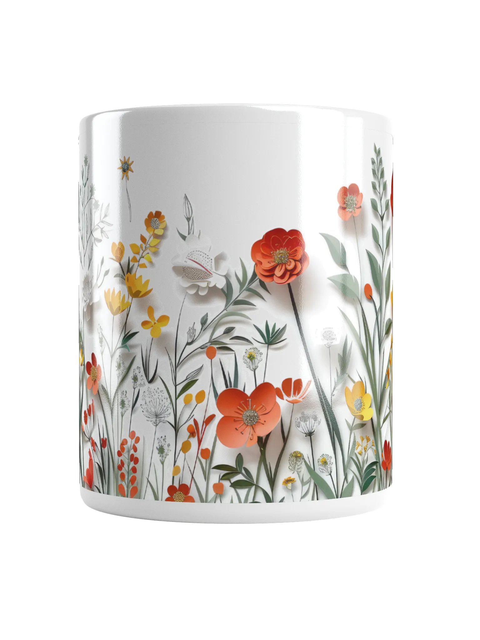 Multicolor Floral White Glossy Ceramic Mug by Treasure Pie product image (3)