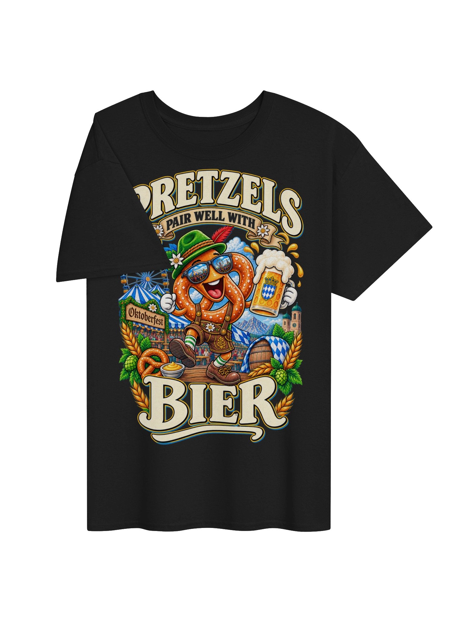Pretzels Pair Well With Bier Funny Oktoberfest Vintage Tee product image (33)