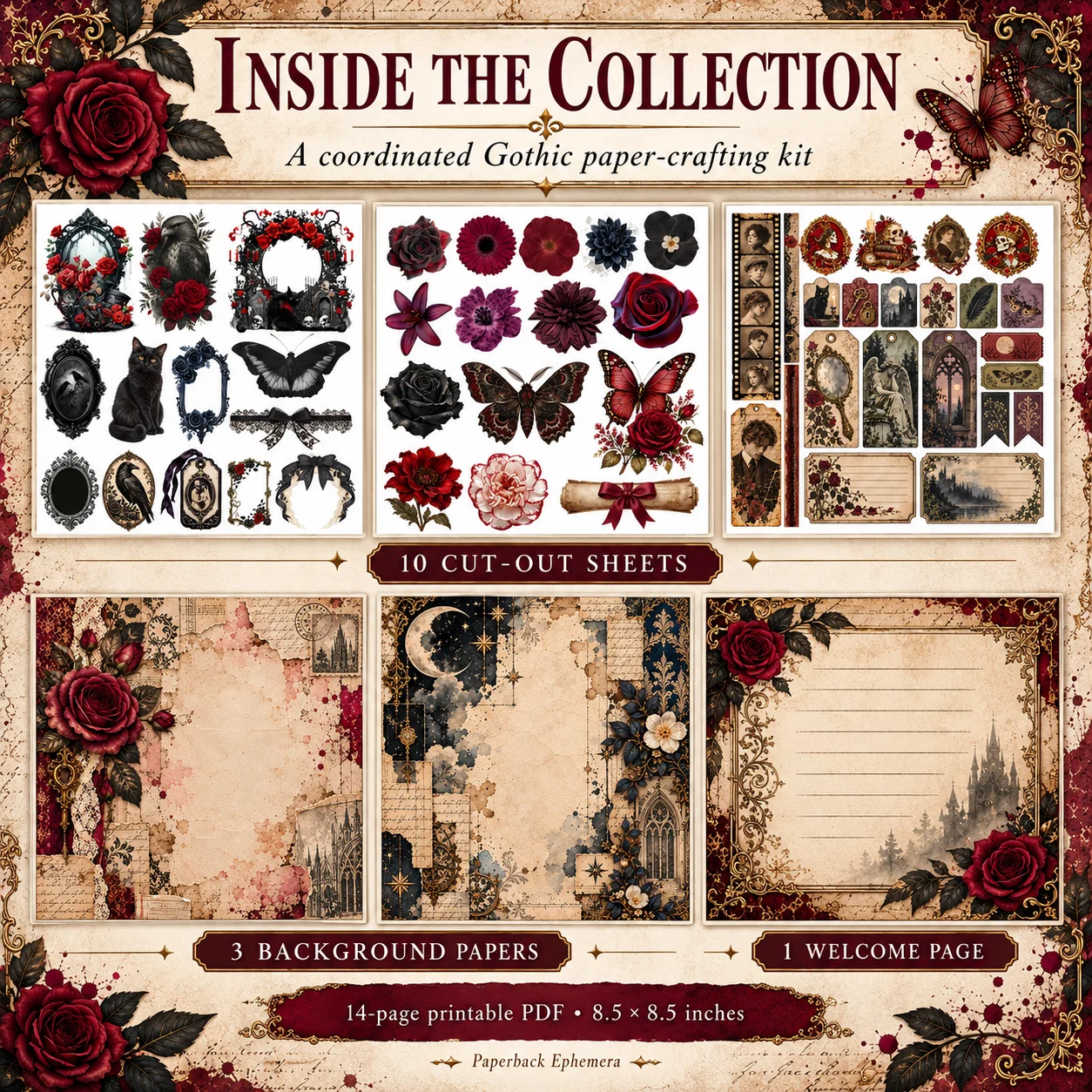 Gothic Ephemera Printable PDF | 14 Pages | Ephemera Book product image (3)