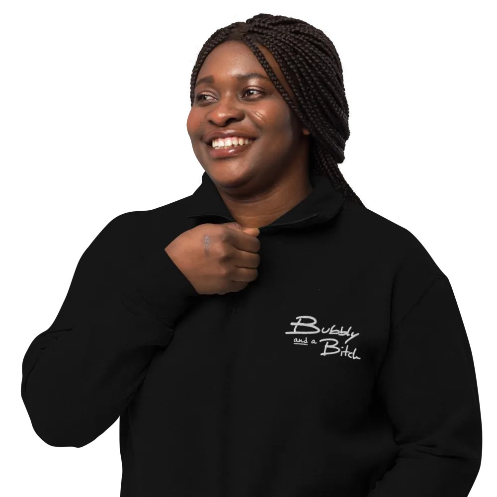 Bubbly and a B*tch (white) embroidered quarter zip product image (3)
