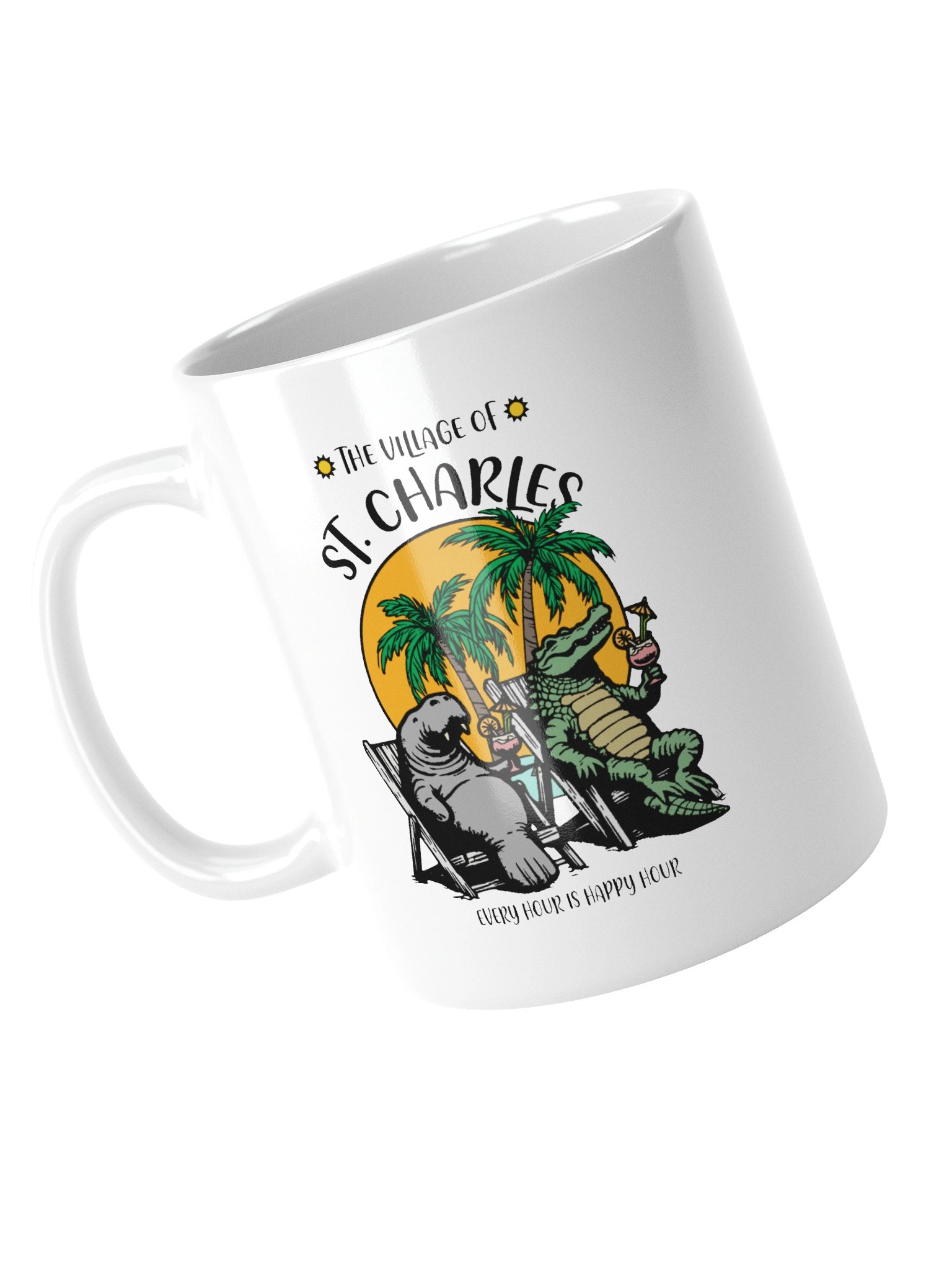 The Village of St Charles TV Florida USA Fun Manatee Alligator Design Coffee Mug product image (10)