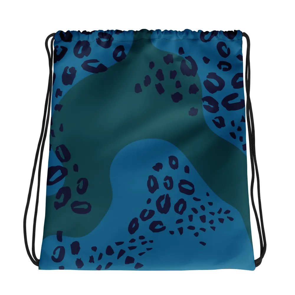 Leopard Blue Drawstring Backpack product image (1)