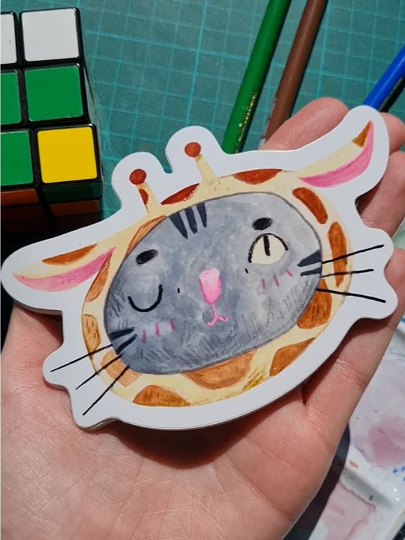 Cat Giraffe Costume Vinyl Sticker product image (1)