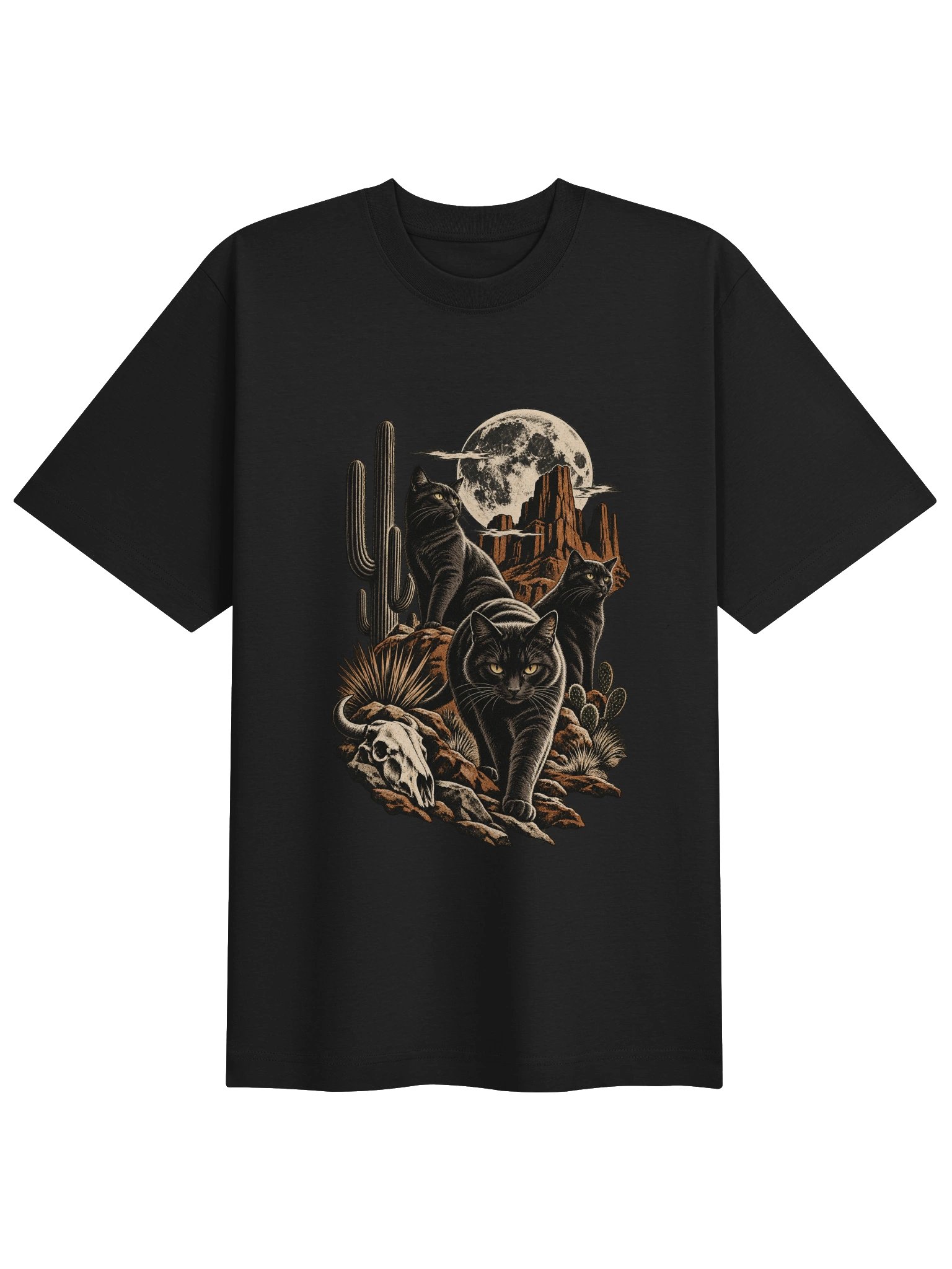 Midnight Outlaw – Western Cat Graphic Tee product image (2)
