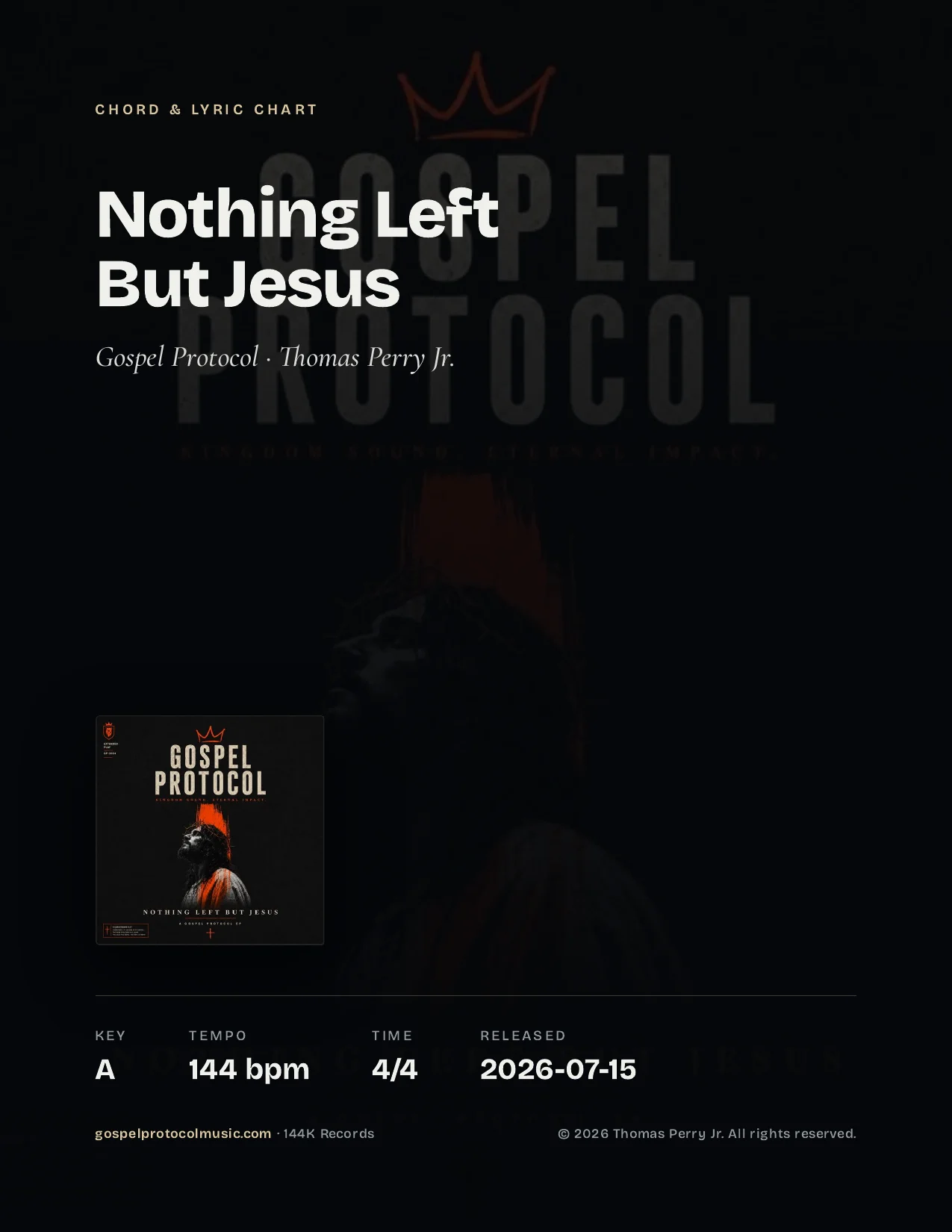 Nothing Left But Jesus — Chord & Lyric Chart product image (1)