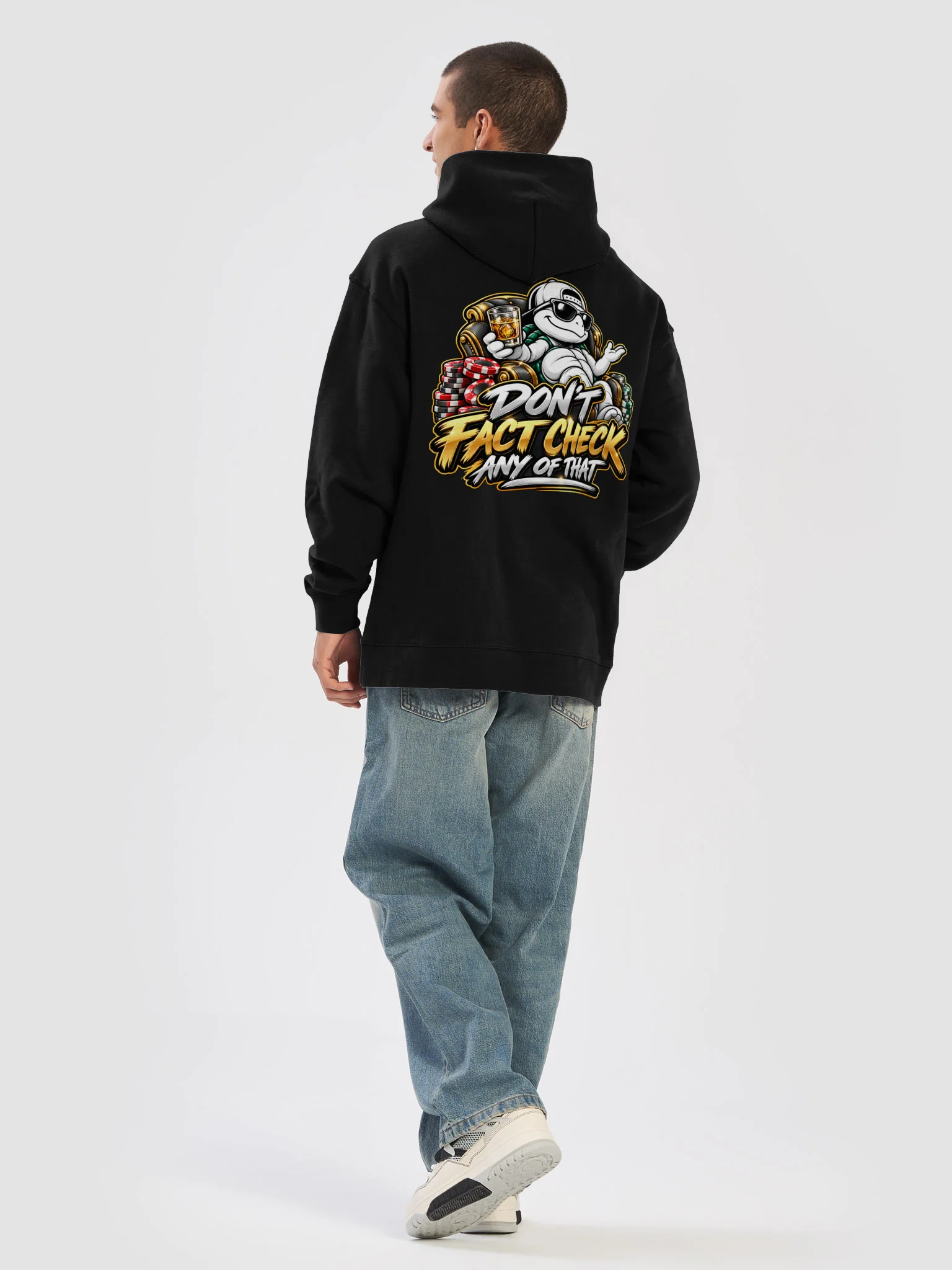Turtle Luck Casino Graphic Hoodie, (Don't fact check Logo) product image (26)
