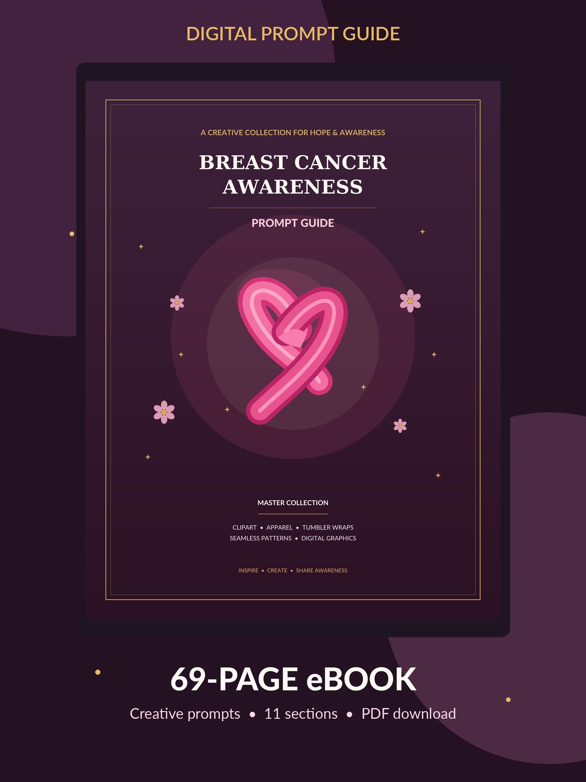 Breast Cancer Awareness AI Art Prompt Guide | 69-Page Digital eBook product image (1)