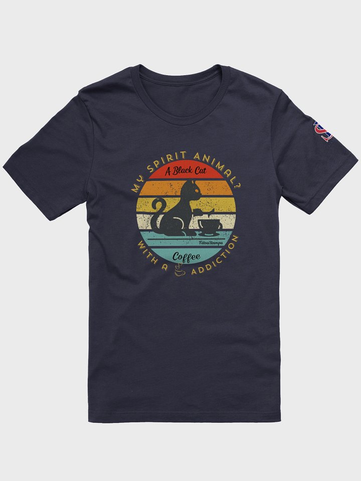 My Spirit Animal? A Caffeinated Black Cat” Retro Sunset Tee product image (2)