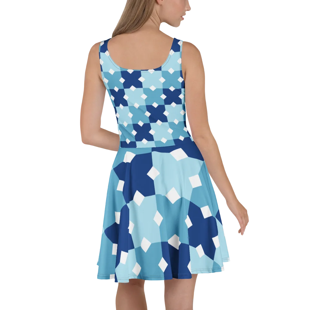 Symmetric Blue Cross Skater Dress product image (4)