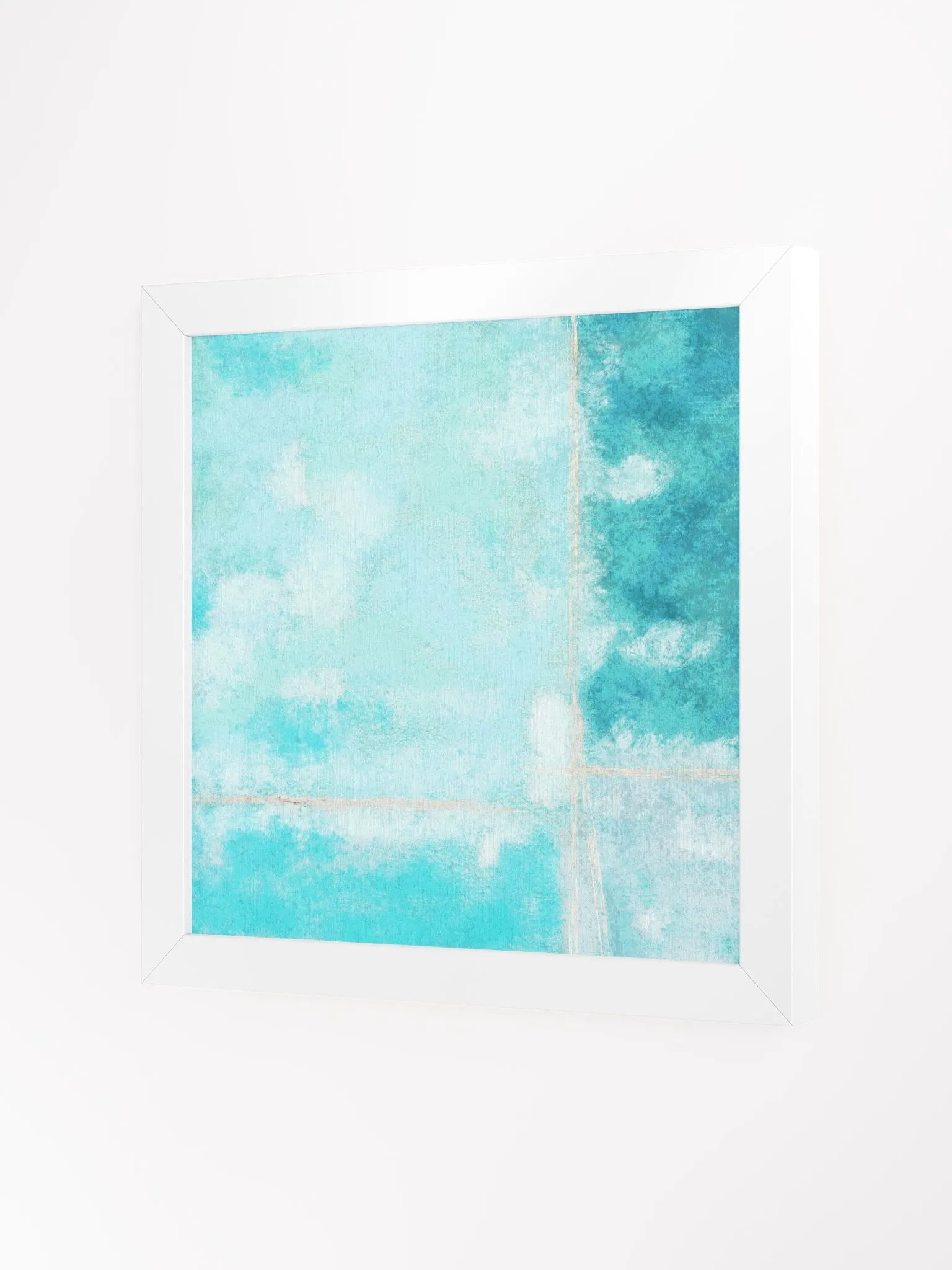 Vibrant abstract print minimalist light blue, teal, turquoise, aqua and white trendy aesthetic wall art product image (43)