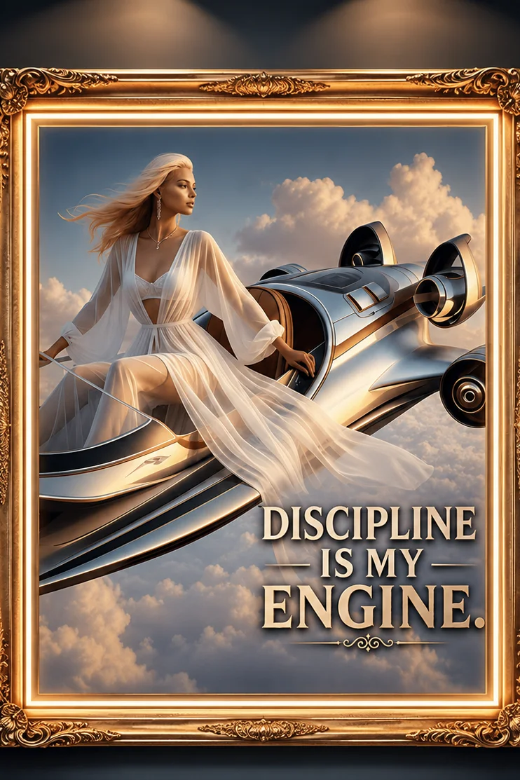 Discipline Is My Engine Poster - Angelic CEO Woman Clouds Wall Art - 10x10 Motivation Print product image (1)